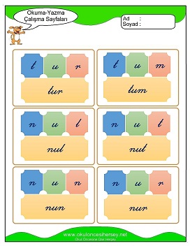 u sesi Hece Kartları